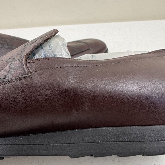 Gucci GG Monogram Vintage Loafers Patina Brown Leather  8.5 US - Picture 7 of 16